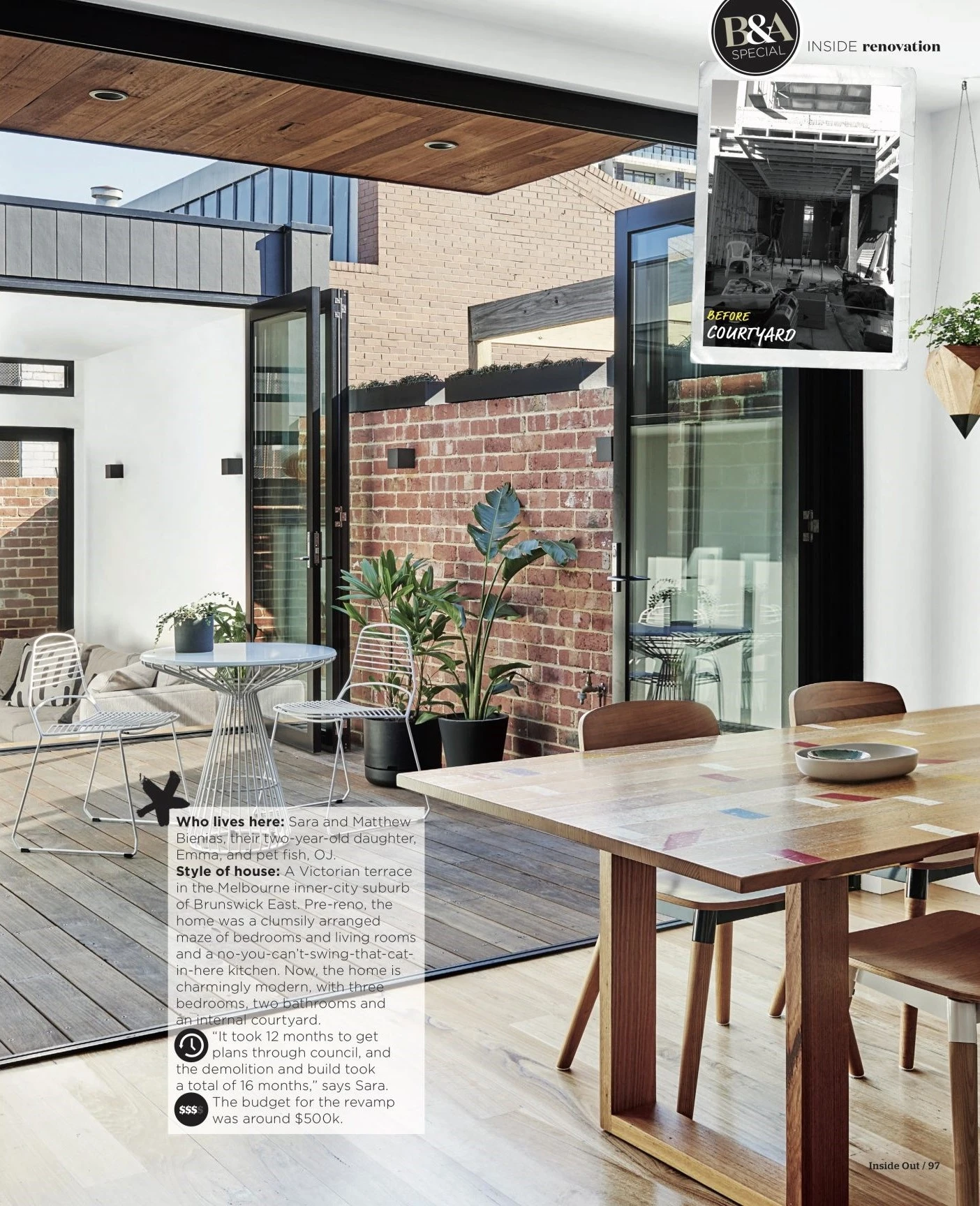 Inside Out Magazine article for Jasmine McClelland Design's Kitchen Renovation